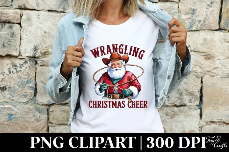 Wrangling Christmas Cheer Clipart |Tshirt Design