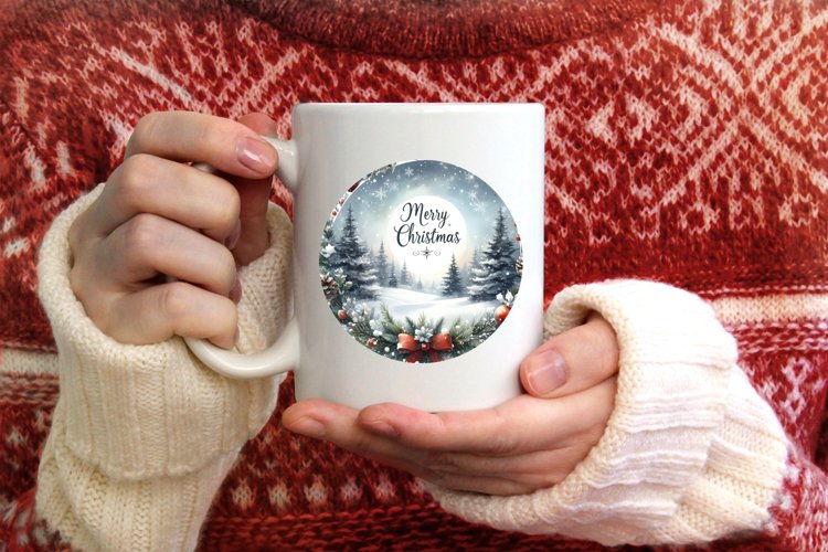 Round Christmas Ornament Sublimation|Clipart example image 1
