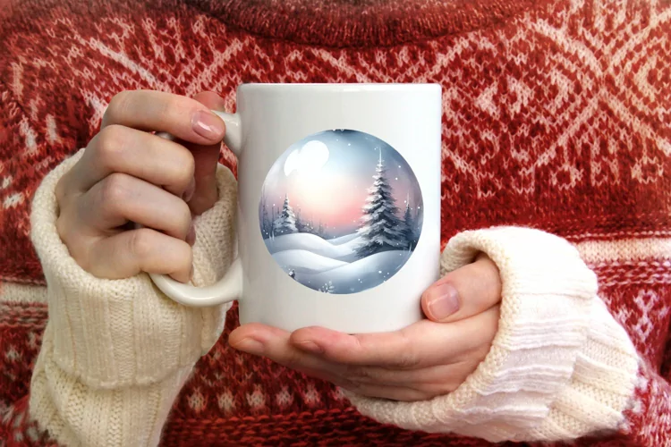 Winter Scene Round Ornament Sublimation PNG