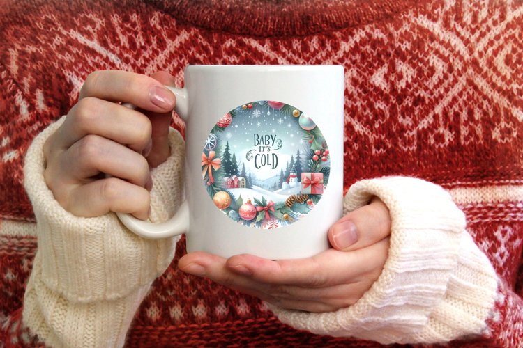 Winter Scene with Large Text Christmas Round Ornament example image 1
