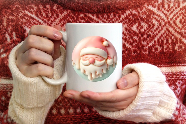 a pastel round 3d martzipan santa with melting edges example image 1