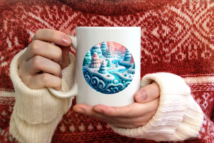Round Christmas Image with Depth and Marzipan Winter Scene