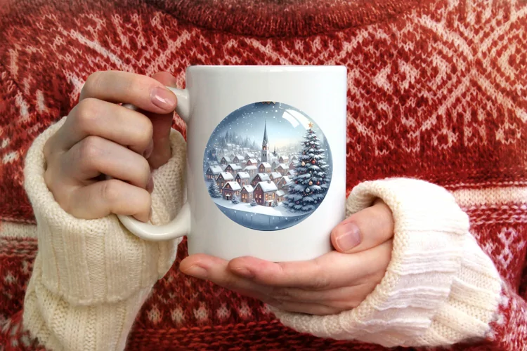 Watercolor Winter Scene Ornament