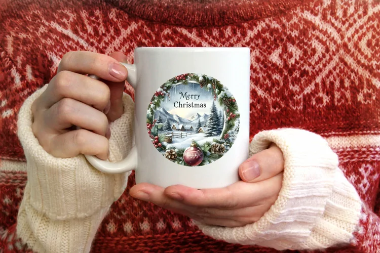 Winter Merry Christmas Round Ornament