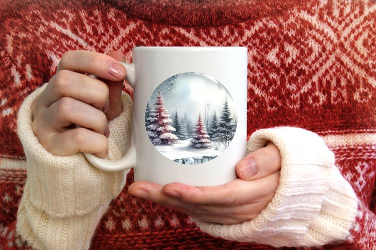 Watercolor Winter 3D Round Ornament example image 1