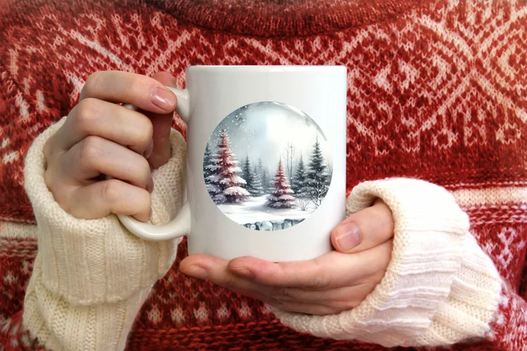 Watercolor Winter 3D Round Ornament