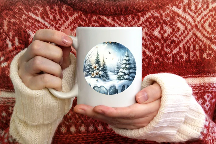 Watercolor Winter 3D Round Ornament