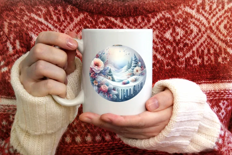 Winter Flowers Round Ornament