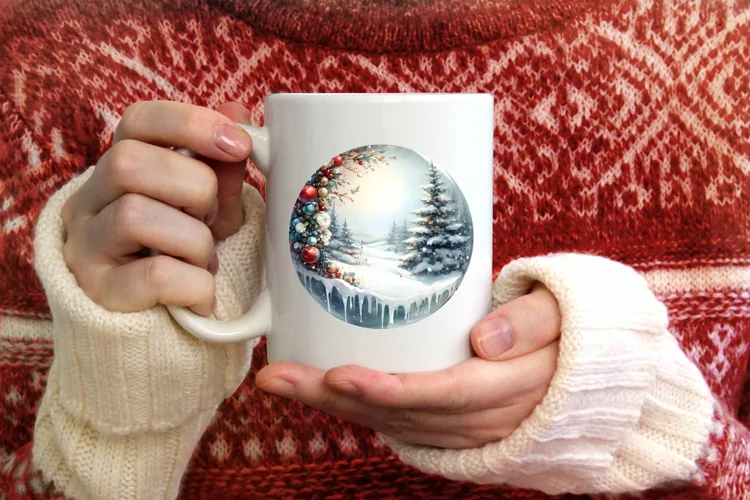 Winter Flowers Round Ornament