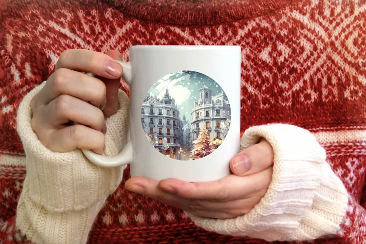 3D Winter Spain Round Ornament Sublimation PNG
