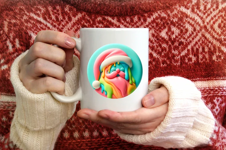 Pastel 3D Santa Image with Depth