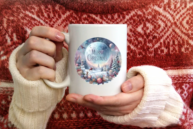 Merry Christmas Pastel Round Christmas Ornament Sublimation