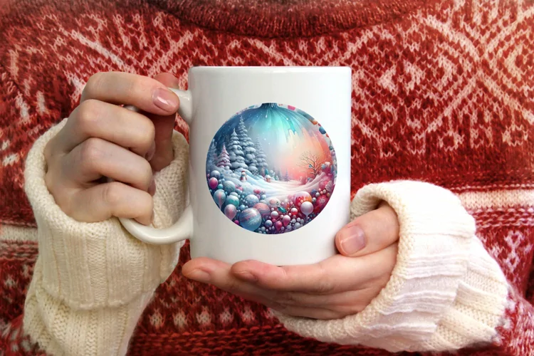 Colorfull Pastell 3D Christmas Ornament Winter Scene