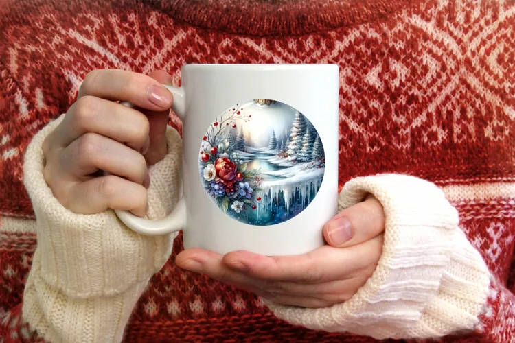 Watercolor Christmas Ornament Flowers