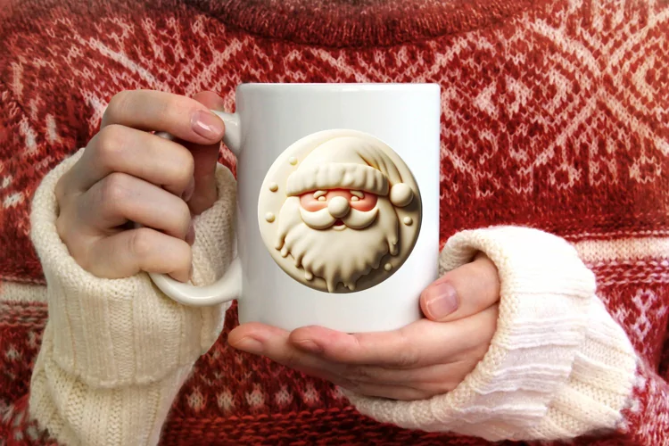 3D Santa with Melting Edges Ornament Sublimation