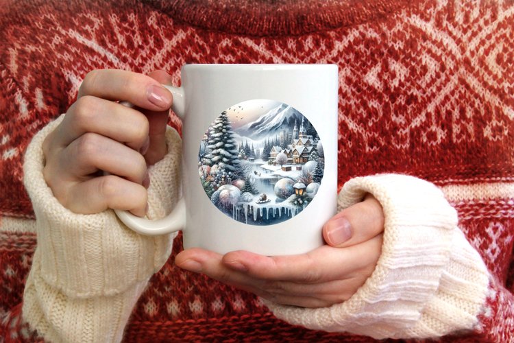 Winter Tour Eiffel Round Ornament example image 1
