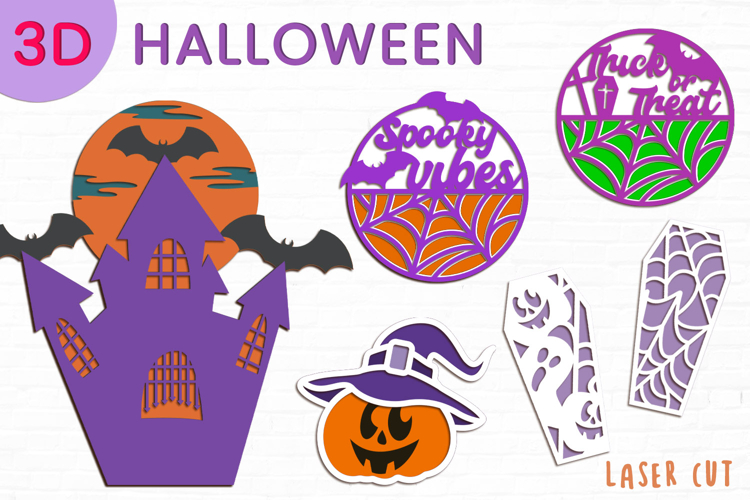3d layered Halloween svg, Laser cut halloween decor