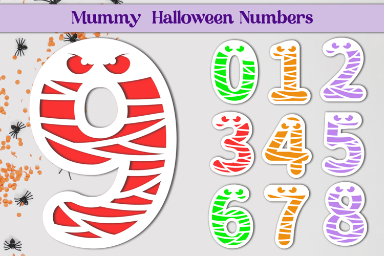 Halloween Mummy numbers, 3d layered decoration laser cut