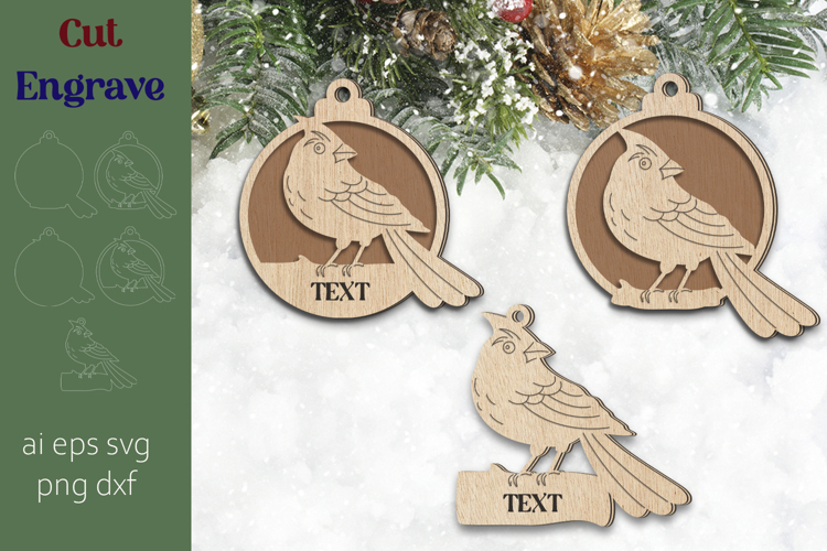 Red cardinal ornament, Christmas family name monogarm svg