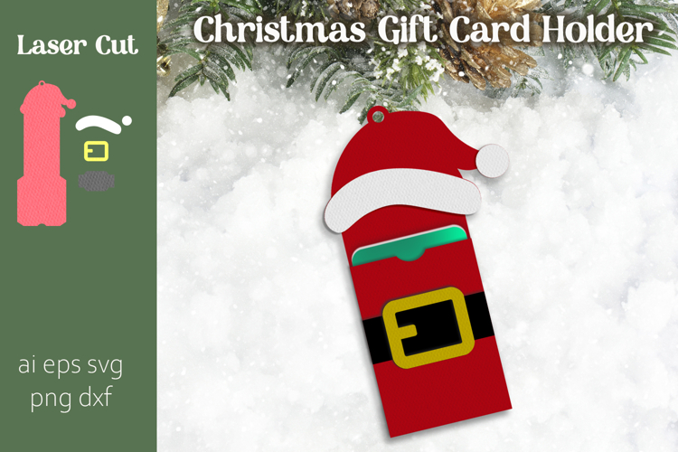 Santa card holder svg laser, Christmas gift svg papercut