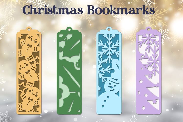 Christmas bookmarks svg layered, Gift tags laser cut