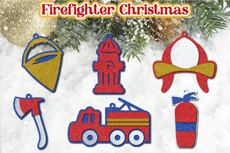 Firefighter Christmas ornament svg, 3d decoration Fireman