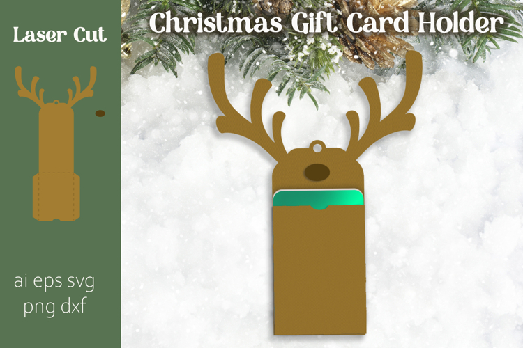 Christmas card holder with Rudolph, Christmas gift svg
