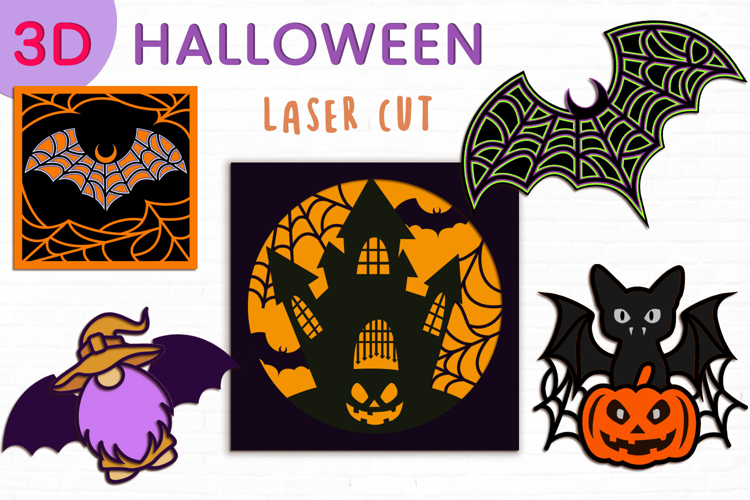 3d Halloween shadow box svg, Layered halloween gnome laser