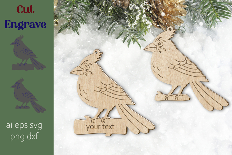 Christmas red cardinal svg, Laser cut ornament, Decoration