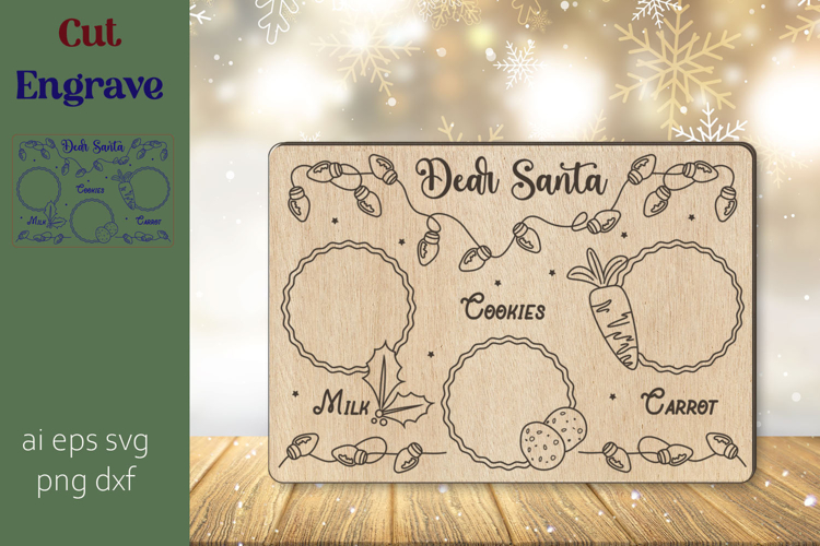 Dear Santa cutting board svg, Christmas laser cut