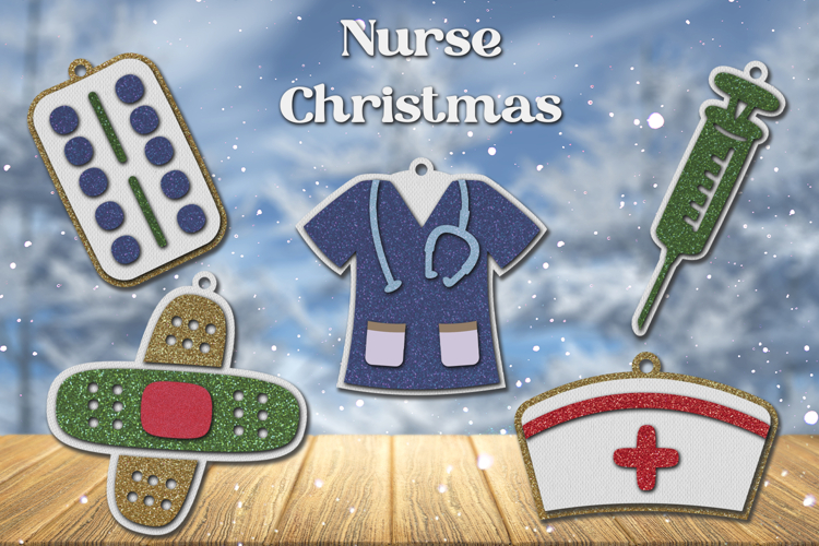 Nurse Christmas ornament svg, 3d laser cut decoration