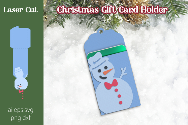 Christmas Snowman gift card holder laser cut, 3d papercut