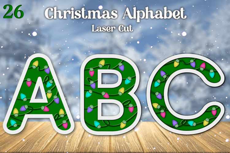 Christmas light alphabet A-Z svg, 3d layered decoration