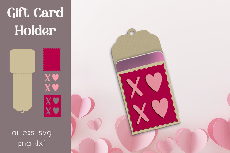 Valentines Day gift card holder, Love gift tag layered