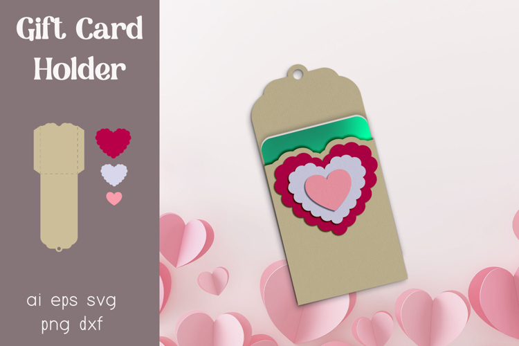 Valentines Day gift card holder, Gift tag papercut