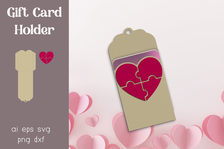 Valentines Day gift card holder, Gift tag layered papercut