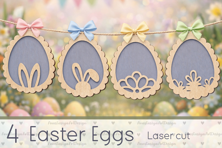 Easter eggs gift tags laser, Decorative Easter garland