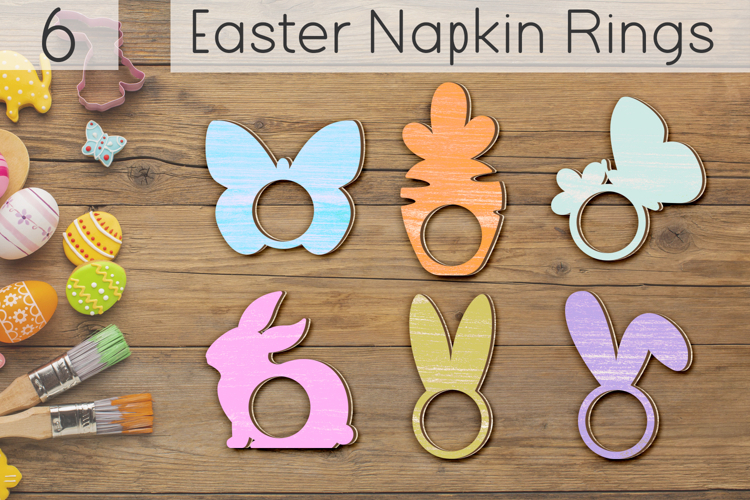 Easter napkin rings laser cut, Easter bunny wooden decor