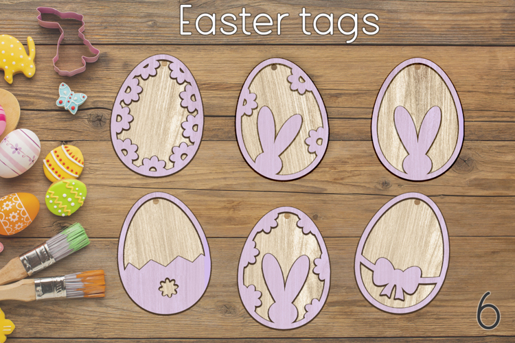 Easter eggs gift tags laser, Wooden Easter bunny ornaments