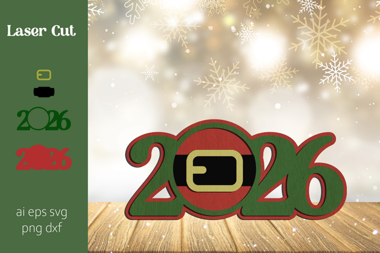 New year 2026, 3d laser cut decoration, Christmas svg