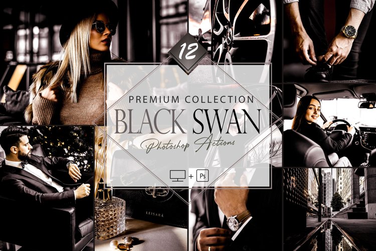 12 Black Swan Photoshop Action, Moody Mobile Preset, Noir example image 1