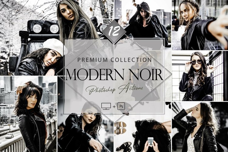 12 Modern Noir Photoshop Actions, Winter Fashion ACR Preset, example image 1