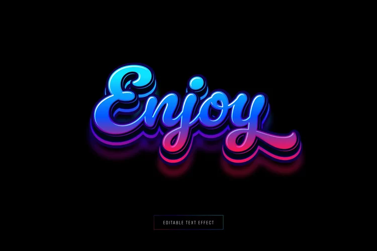 Modern Glowing 3D Lettering Text Effect with Vibrant Colors