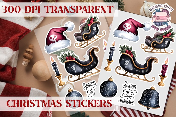 Christmas Sticker Sheet Gothic Dark Winter Holiday PNG