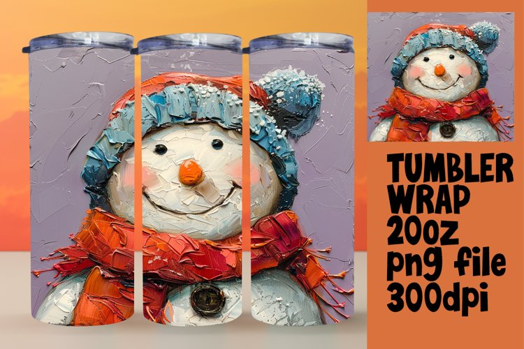 Winter Snowman Tumbler Wrap Sublimation - Cute 20oz
