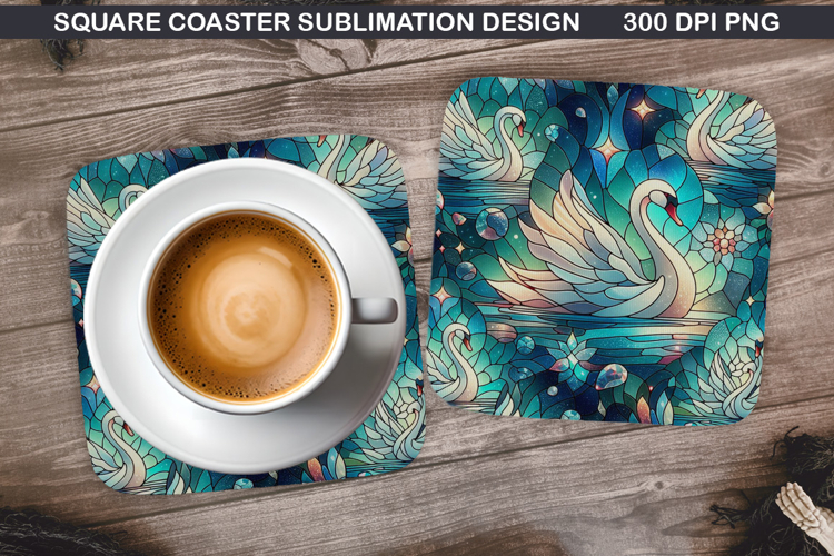 Swan Coaster Sublimation, Valentine Coaster PNG Design