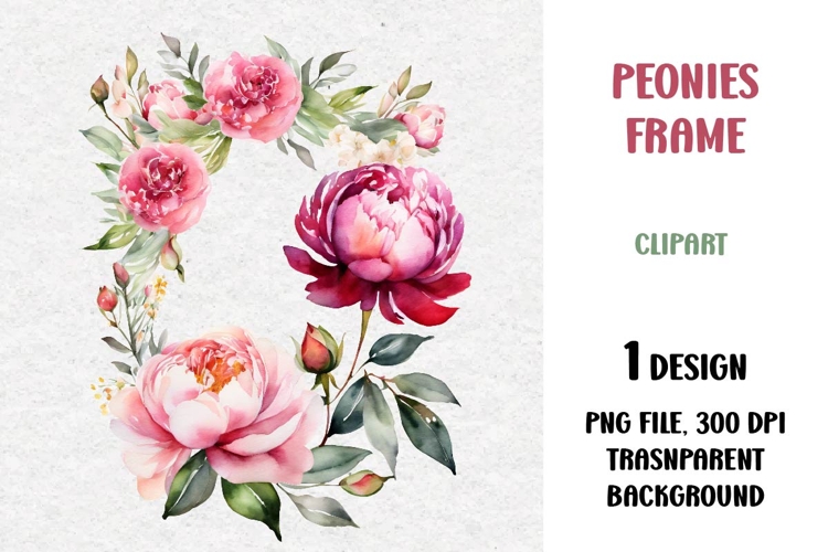 Watercolor Peonies Frame, PNG