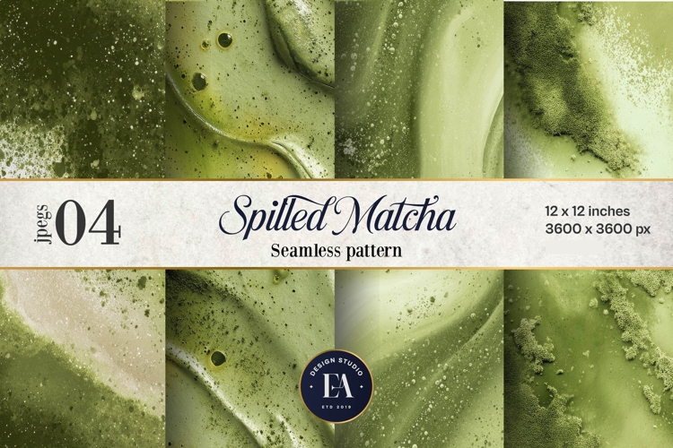 Spilled Matcha Texture, Green Abstract Liquid Digital Paper