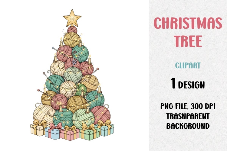 Yarn Balls Christmas Tree, Clipart, PNG
