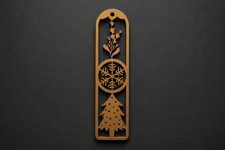 Festive Snowflake and Christmas Tree Wooden Bookmark example image 1